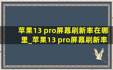 苹果13 pro屏幕刷新率在哪里_苹果13 pro屏幕刷新率在哪设置